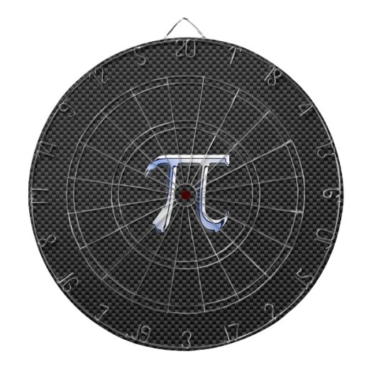 Silver Chrome like Pi Symbol auf Carbon Fibre Prin Dartscheibe (vorne)