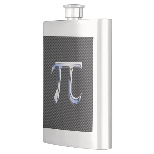 Silver Chrome like Pi Symbol auf Carbon Fibre Prin Flachmann (Links)