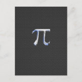 Silver Chrome like Pi Symbol auf Carbon Fibre Prin Postkarte (Vorderseite)