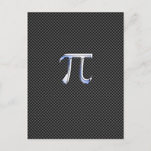 Silver Chrome like Pi Symbol auf Carbon Fibre Prin Postkarte (Vorderseite)
