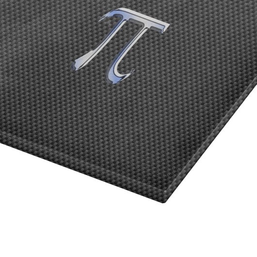 Silver Chrome like Pi Symbol auf Carbon Fibre Prin Schneidebrett (Ecke)