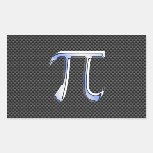 Silver Chrome like Pi Symbol auf Carbon Fibre Rechteckiger Aufkleber (Vorderseite)