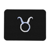 Silver Chrome like Taurus Zodiac Sign Magnet (Horizontal)