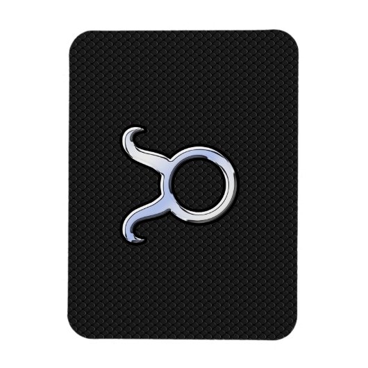 Silver Chrome like Taurus Zodiac Sign Magnet (Vertikal)