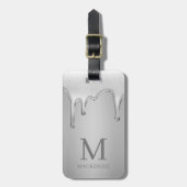 Silver Chrome-Tropfen, Hot Liquid Metal Monogram Gepäckanhänger (Vorderseite vertikal)