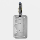 Silver Chrome-Tropfen, Hot Liquid Metal Monogram Gepäckanhänger (Rückseite vertikal)