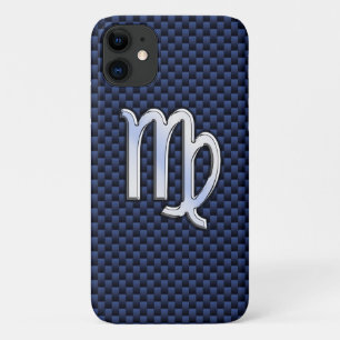 Silver Chrome Virgo Zodiac Sign auf Navy Blue Deco Case-Mate iPhone Hülle