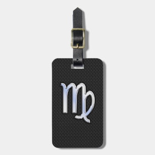 Silver Chrome Virgo Zodiac Sign auf Schlangenhaut Gepäckanhänger