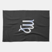 Silver Chrome Virgo Zodiac Sign auf Schlangenhaut Geschirrtuch (Horizontal)