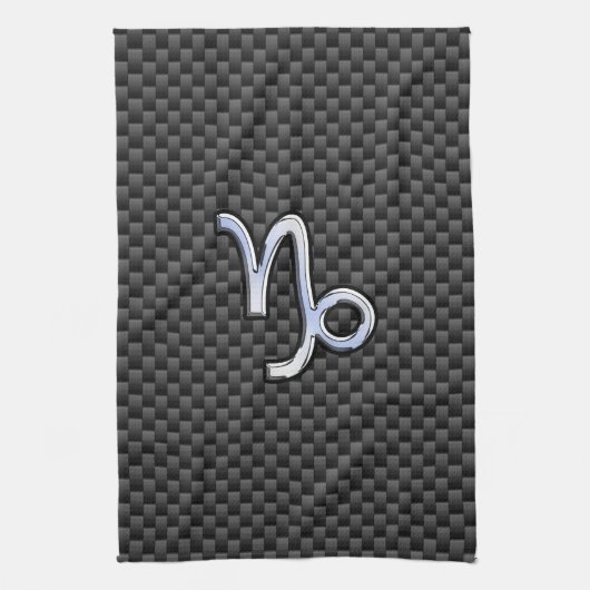 Silver Chrome wie Capricorn Symbol Carbon Fibre Handtuch (Vertikal)