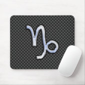Silver Chrome wie Capricorn Symbol Carbon Fibre Mousepad (Mit Mouse)