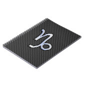 Silver Chrome wie Capricorn Symbol Carbon Fibre Notizblock (Linke Seite)