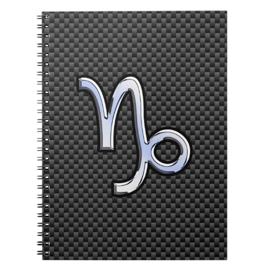 Silver Chrome wie Capricorn Symbol Carbon Fibre Notizblock (Vorderseite)