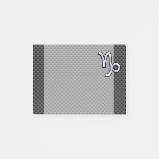 Silver Chrome wie Capricorn Symbol Carbon Fibre Post-it Klebezettel (Vorderseite)