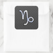 Silver Chrome wie Capricorn Symbol Carbon Fibre Quadratischer Aufkleber (Tasche)
