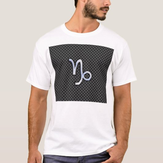 Silver Chrome wie Capricorn Symbol Carbon Fibre T-Shirt (Vorderseite)