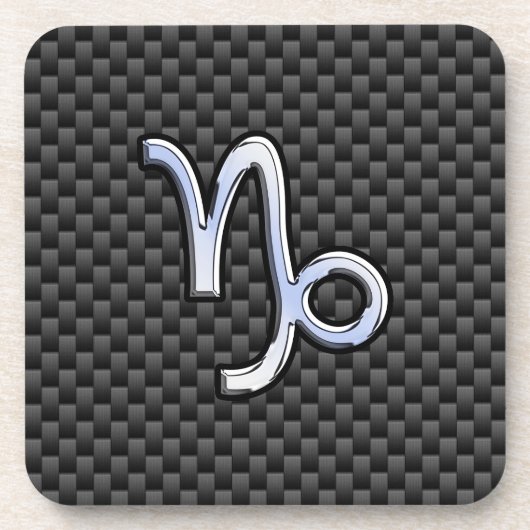 Silver Chrome wie Capricorn Symbol Carbon Fibre Untersetzer (Vorderseite)