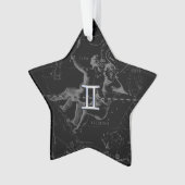 Silver Chrome wie Gemini Zodiac Sign auf Hevelius Ornament (Vorderseite)