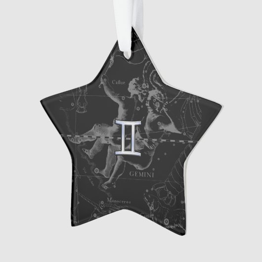 Silver Chrome wie Gemini Zodiac Sign auf Hevelius Ornament (Vorderseite)