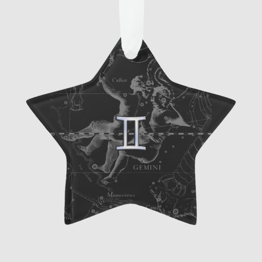 Silver Chrome wie Gemini Zodiac Sign auf Hevelius Ornament (Vorderseite)