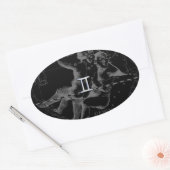 Silver Chrome wie Gemini Zodiac Sign auf Hevelius Ovaler Aufkleber (Umschlag)