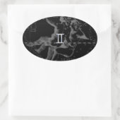 Silver Chrome wie Gemini Zodiac Sign auf Hevelius Ovaler Aufkleber (Tasche)