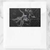 Silver Chrome wie Gemini Zodiac Sign auf Hevelius Rechteckiger Aufkleber (Tasche)