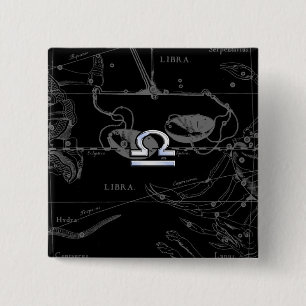 Silver Chrome wie Libra Zodiac Sign auf Hevelius Button