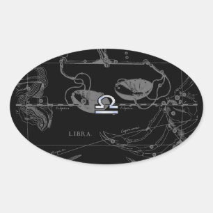Silver Chrome wie Libra Zodiac Sign auf Hevelius Ovaler Aufkleber