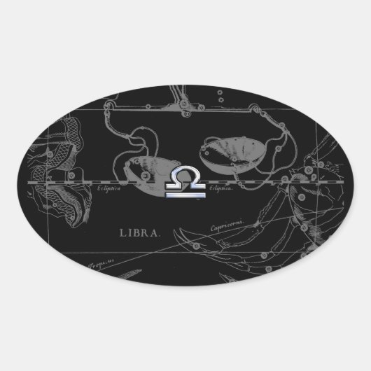 Silver Chrome wie Libra Zodiac Sign auf Hevelius Ovaler Aufkleber (Vorderseite)