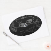 Silver Chrome wie Libra Zodiac Sign auf Hevelius Ovaler Aufkleber (Umschlag)