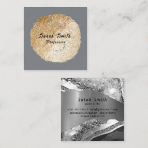 Silver Circle Glitzer Quadratische Visitenkarte
