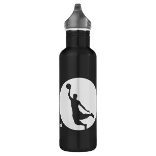 Silver Circle Silhouette Basketball Personalisiert Trinkflasche