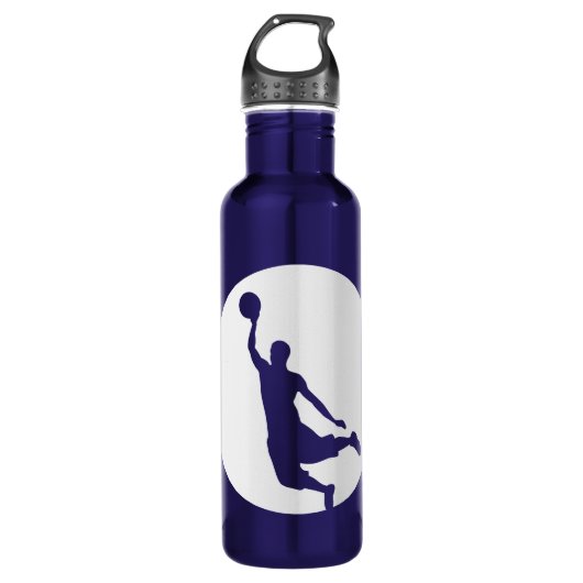 Silver Circle Silhouette Basketball Personalized Trinkflasche (Vorderseite)