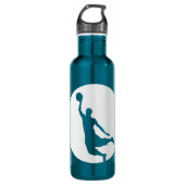 Silver Circle Silhouette Basketball Personalized Trinkflasche (Vorderseite)