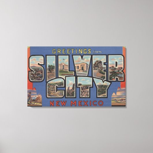 Silver City, New Mexico - Große Briefmarkenszenen Leinwanddruck (Vorderseite)