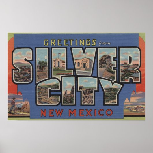 Silver City, New Mexico - Große Briefmarkenszenen Poster (Vorne)