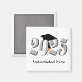 Silver Class of 2025 Abschluss Magnet (Vorderseite/Rückseite)