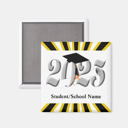 Silver Class of 2025 Abschluss Magnet (Vorderseite/Rückseite)