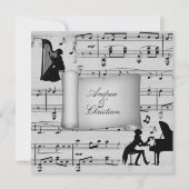 Silver Classic Music Theme Wedding Einladung (Rückseite)