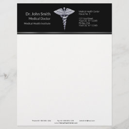 Silver Classy Medical Caduceus auf schwarz Briefbogen
