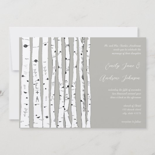 Silver Cloud Birch Tree Einladungen für Hochzeiten (Vorderseite)