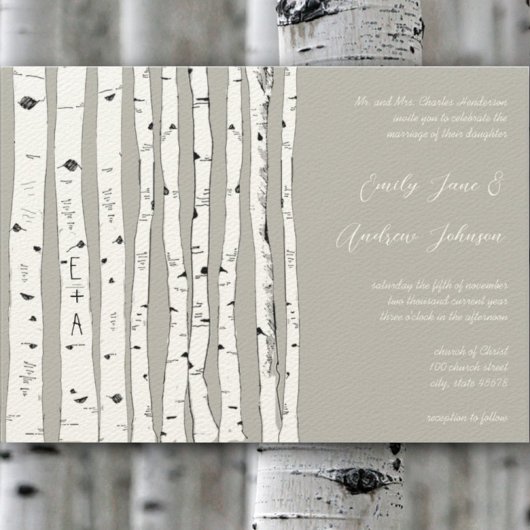 Silver Cloud Birch Tree Einladungen für Hochzeiten