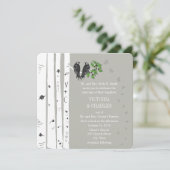 Silver Cloud Birch Vintage Vögel Einladung Hochzei (Stehend Vorderseite)