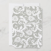 Silver Cloud Gray Damask Gelbe Hochzeitseinladung Einladung (Rückseite)