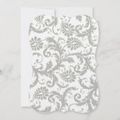 Silver Cloud Gray Damask Gelbe Hochzeitseinladung Einladung (Rückseite)