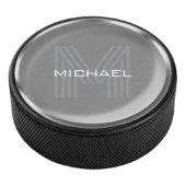 Silver Coin Name Monogram Initial Eishockey Puck (3/4)