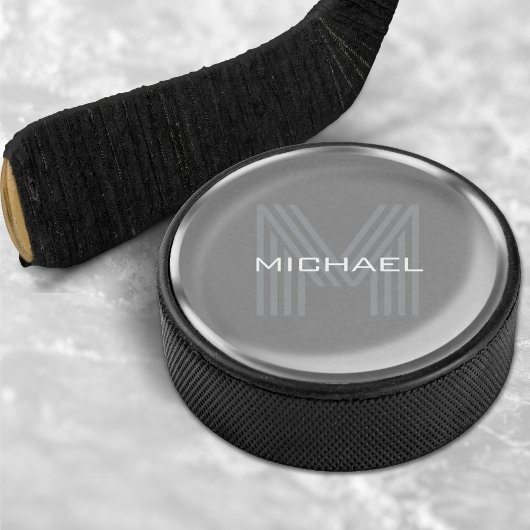 Silver Coin Name Monogram Initial Eishockey Puck