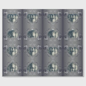 Silver Color Rose Herz Rahmen Ihr Foto Wrapping Geschenkpapier (Flach)