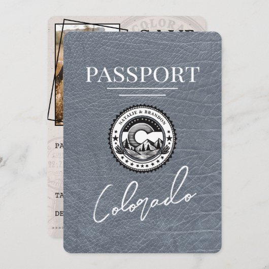 Silver Colorado Passport Save the Date (Vorne/Hinten)